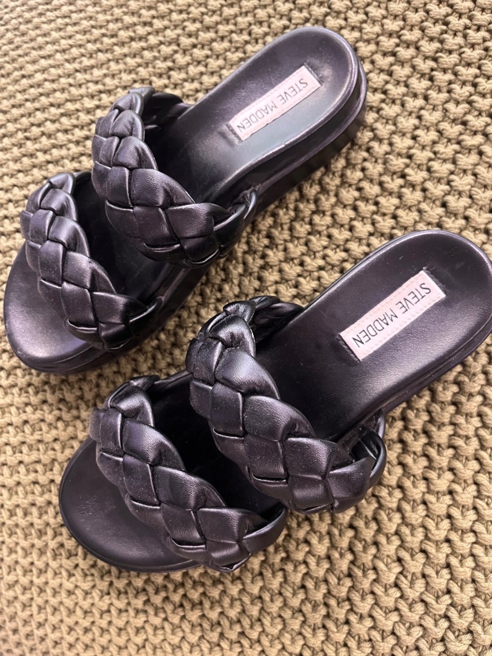 Steve Madden Black Braided Slide Sandals Size 8